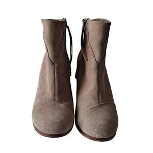 Toms Taupe Suede 3" Stacked Block Heel Ankle Boots - Size 8M
